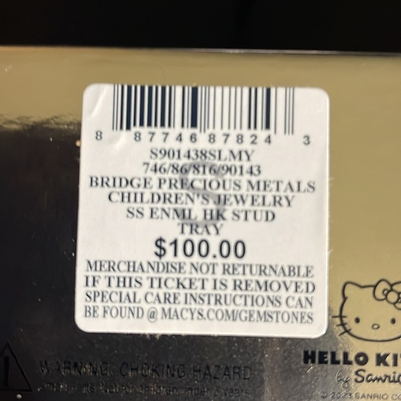 Hello Kitty Enamel Stud Earrings/Sterling Silver/Ceramic Trinket Dish NWT - Picture 4 of 4